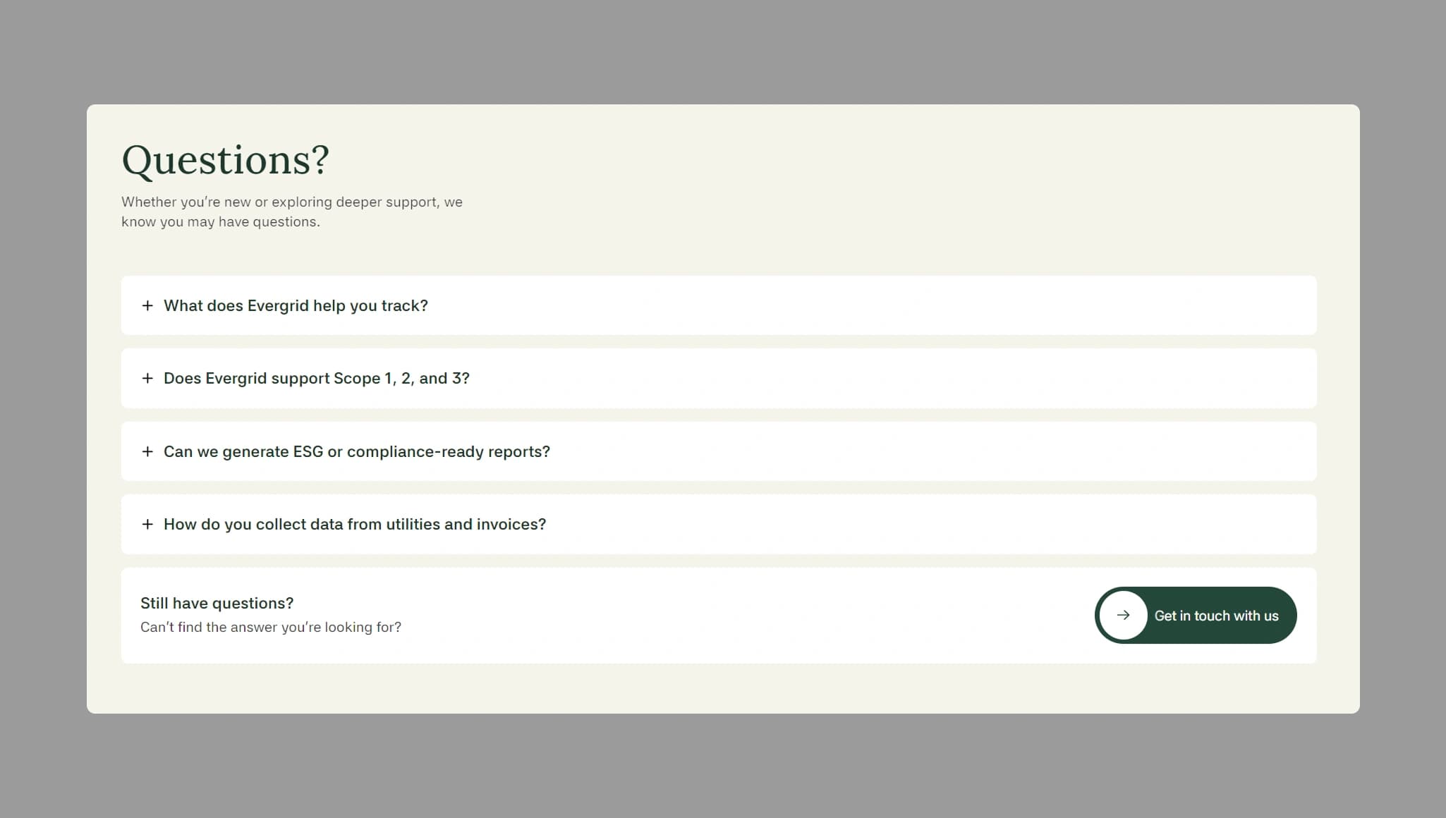 Home — FAQ 01 website section preview