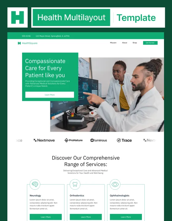 HealthSquare template preview