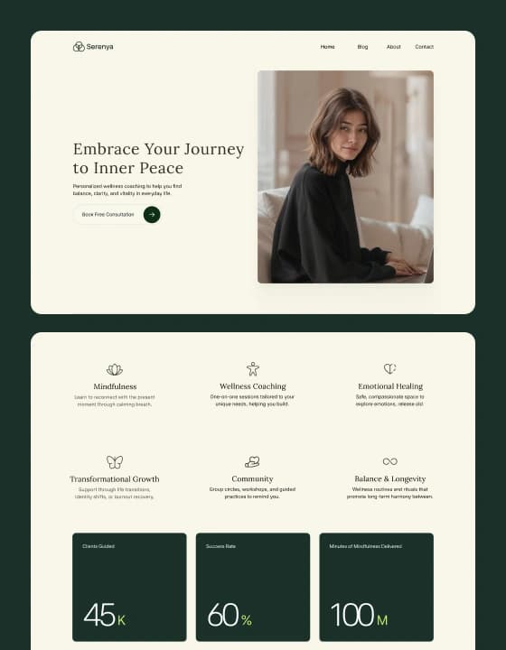 Serenya template preview