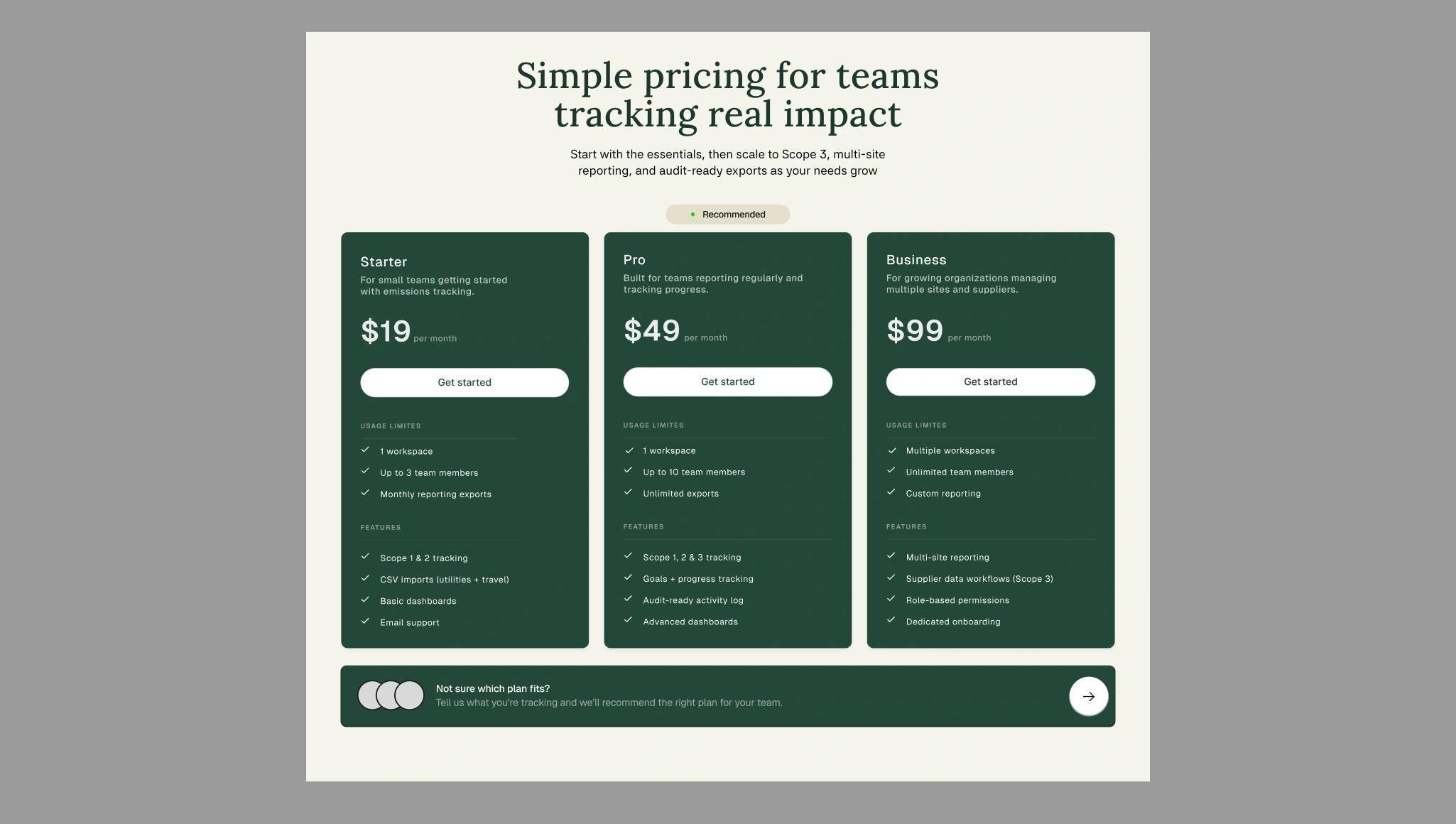 Pricing — Pricing 01 section preview
